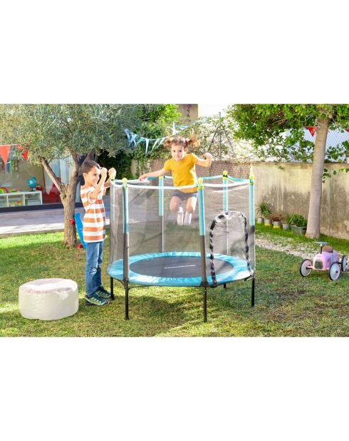 Trampoline pour enfants avec filet de sécurité Kidine  bleu/noir - D.140x121 cm