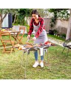 Barbecue au charbon de bois pliable en acier inoxydable ExelQ  gris - 81x73x33 cm