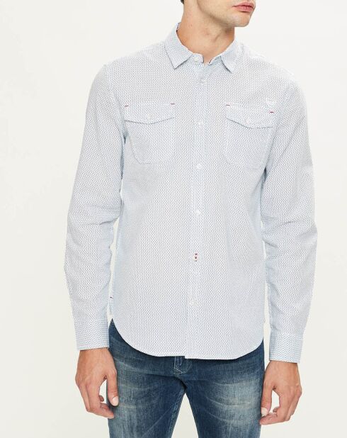 Chemise Regular Fit en Popeline Banjo imprimée blanc/bleu