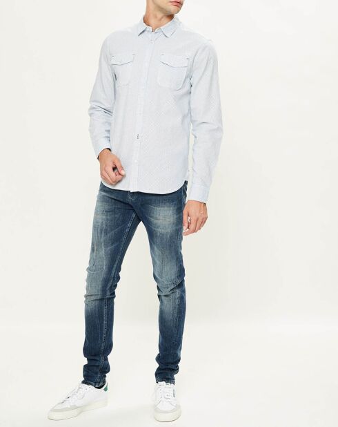 Chemise Regular Fit en Popeline Banjo imprimée blanc/bleu