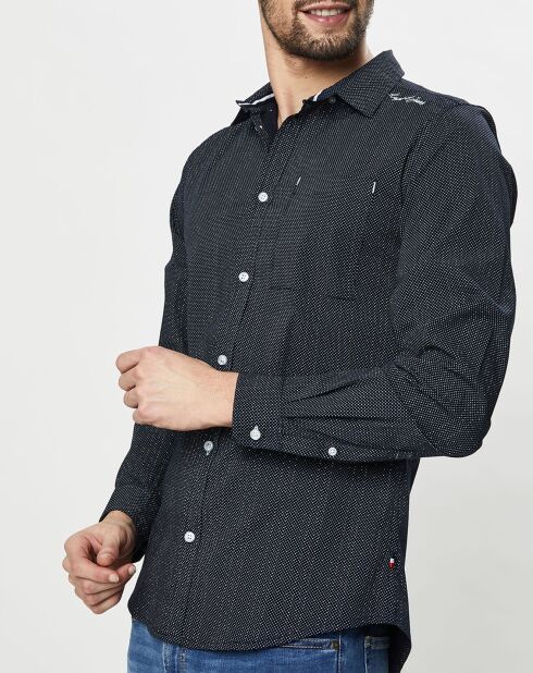Chemise Slim Fit Solis à pois bleu marine