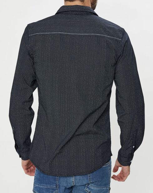 Chemise Slim Fit Solis à pois bleu marine