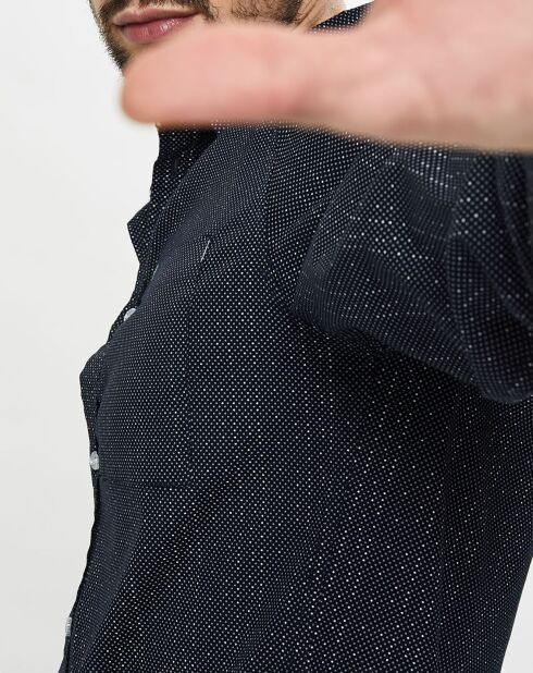 Chemise Slim Fit Solis à pois bleu marine