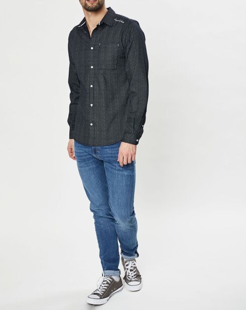 Chemise Slim Fit Solis à pois bleu marine