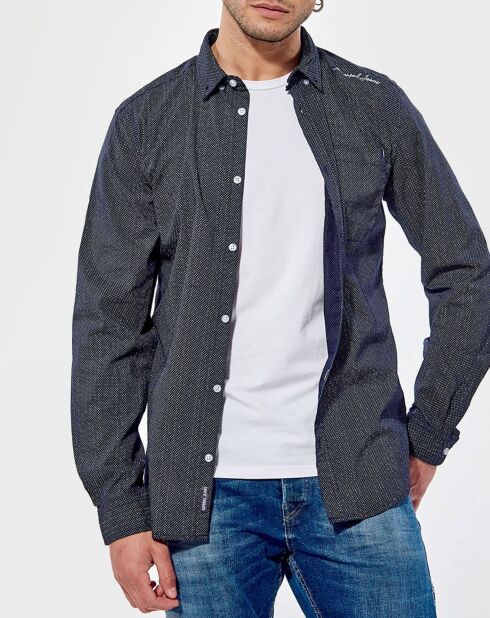 Chemise Slim Fit Solis à pois bleu marine
