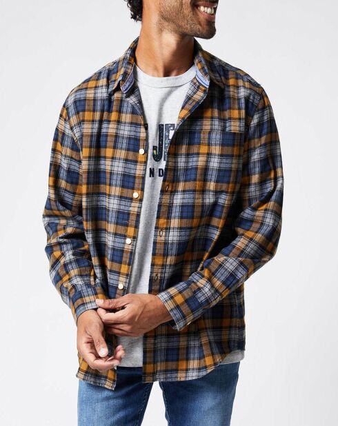 Chemise Telford à carreaux bleu/camel