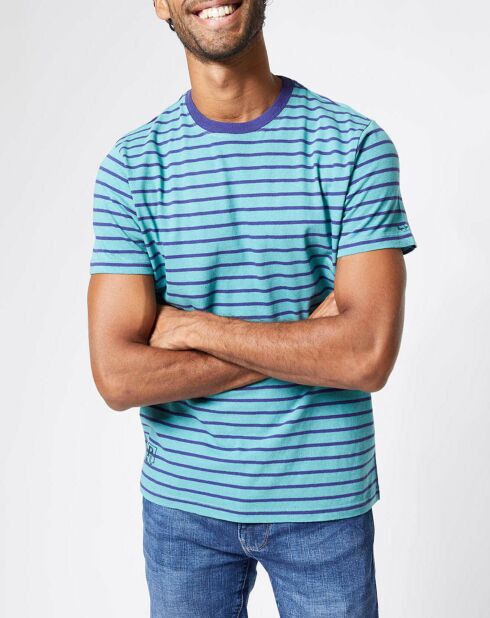 T-Shirt en Lin mélangé Rayures Sammy vert/bleu