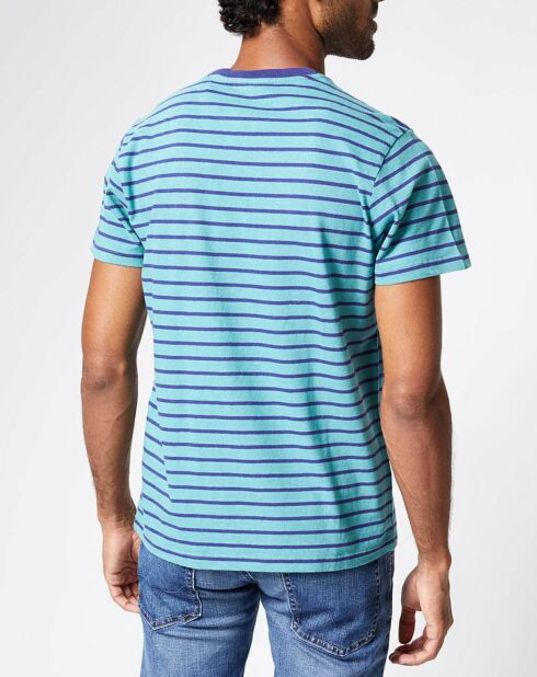 T-Shirt en Lin mélangé Rayures Sammy vert/bleu