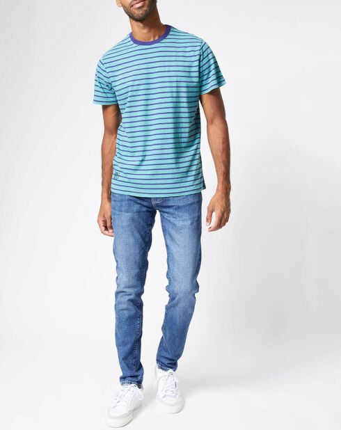 T-Shirt en Lin mélangé Rayures Sammy vert/bleu