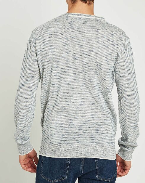 Pull effet chiné bleu gris