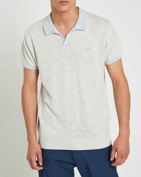 Polo chiné bicolore gris/bleu