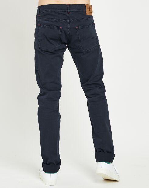 Marineblauwe getailleerde broek met 5 zakken