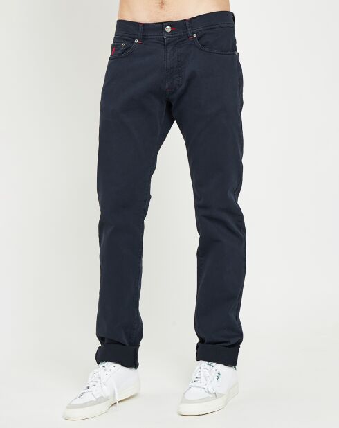 Marineblauwe getailleerde broek met 5 zakken