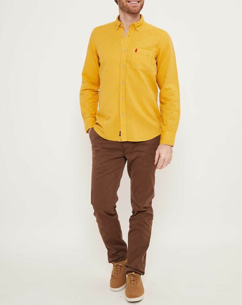 Chemise custom fit en Lin & Coton jaune