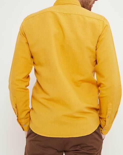 Chemise custom fit en Lin & Coton jaune
