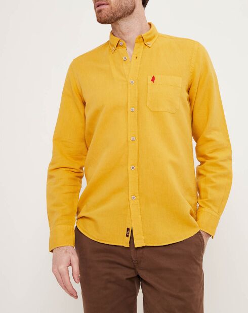 Chemise custom fit en Lin & Coton jaune