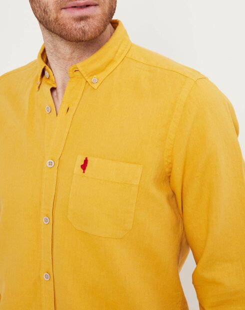 Chemise custom fit en Lin & Coton jaune