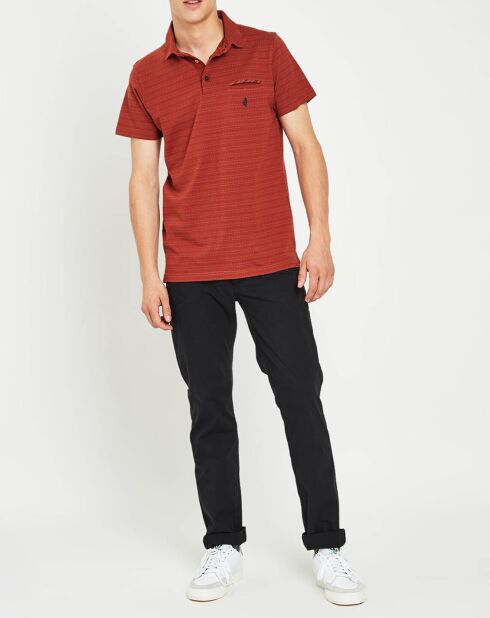 Polo en maille piquée jacquard rouille