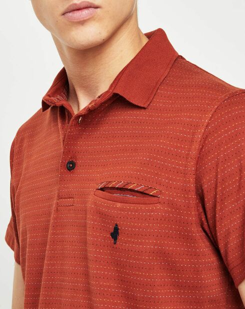 Polo en maille piquée jacquard rouille