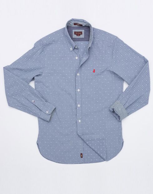 Hemelswit hemd met microgingham en rechte snit