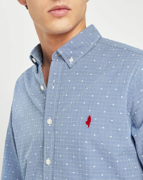 Hemelswit hemd met microgingham en rechte snit