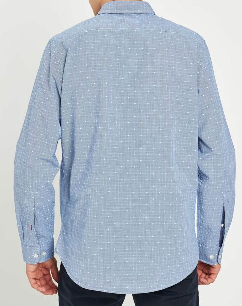 Hemelswit hemd met microgingham en rechte snit