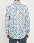 Chemise en Voile de Coton feuillages bleue