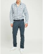 Chemise en Voile de Coton feuillages bleue