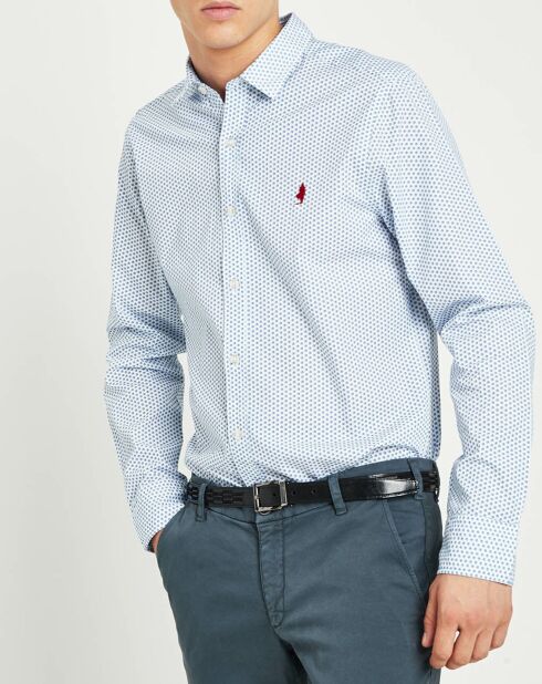 Wit/blauw minimalistisch overhemd voor overal