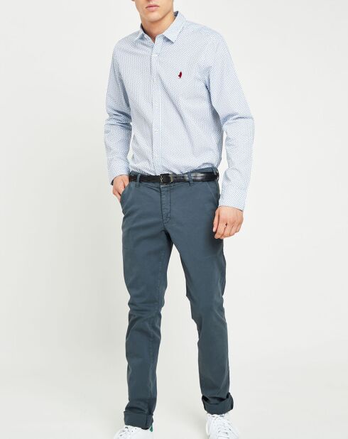 Wit/blauw minimalistisch overhemd voor overal