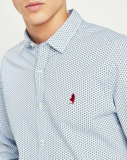 Wit/blauw minimalistisch overhemd voor overal
