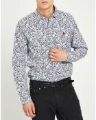 Chemise Spring Flowers blanc/bleu