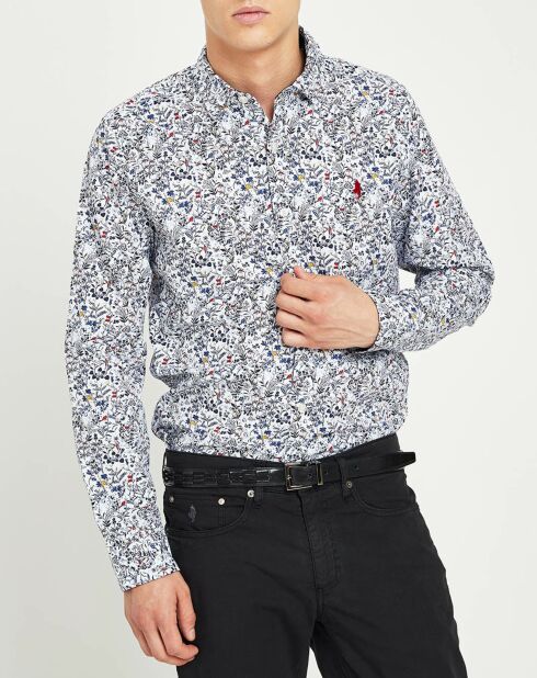 Wit/blauw Spring Flowers hemd