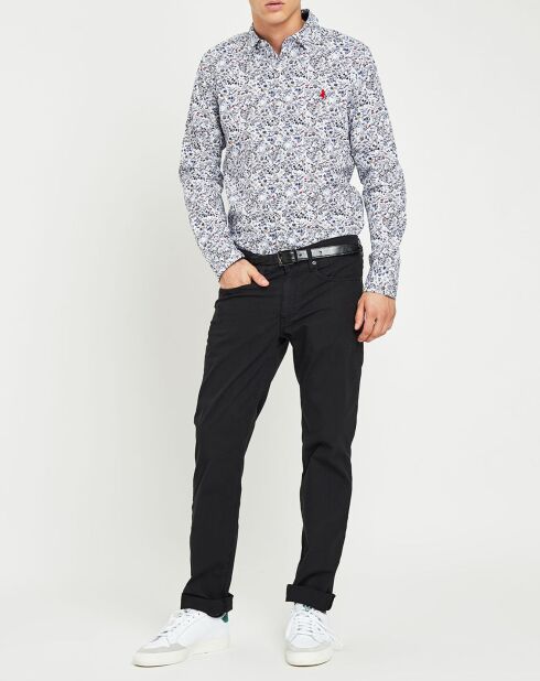 Wit/blauw Spring Flowers hemd