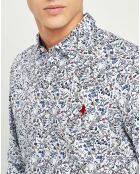 Chemise Spring Flowers blanc/bleu