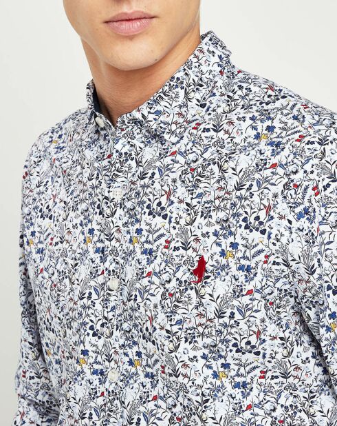 Wit/blauw Spring Flowers hemd