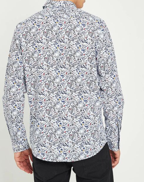 Wit/blauw Spring Flowers hemd