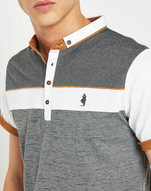 Polo bande tricolore gris