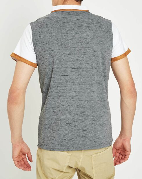 Polo bande tricolore gris