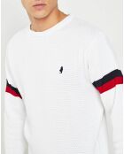 Pull col rond nid d'abeille blanc