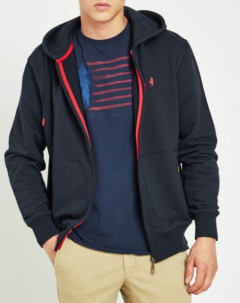 Sweat zippé à capuche marine