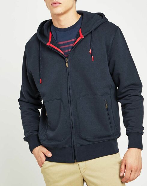 Sweat zippé à capuche marine