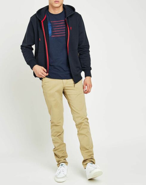 Sweat zippé à capuche marine