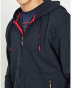 Sweat zippé à capuche marine