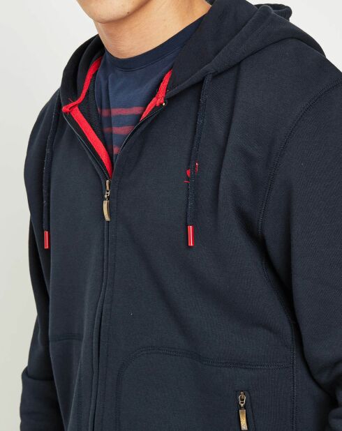 Sweat zippé à capuche marine