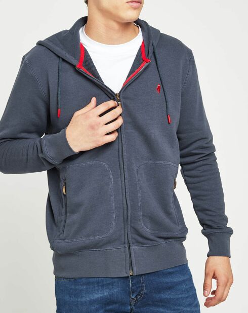 Sweat zippé à capuche gris