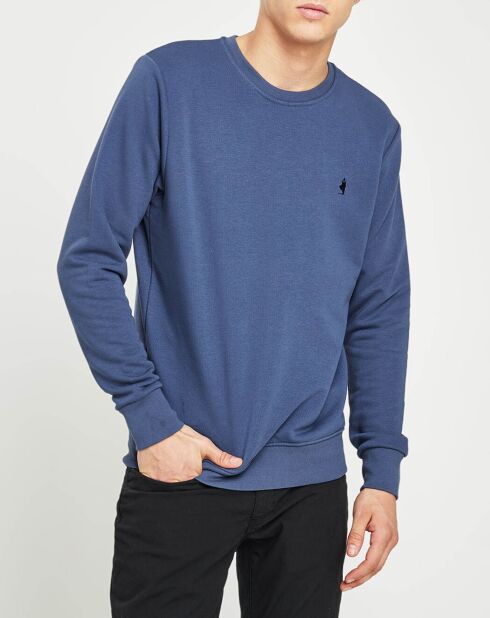 Sweat col rond bleu denim