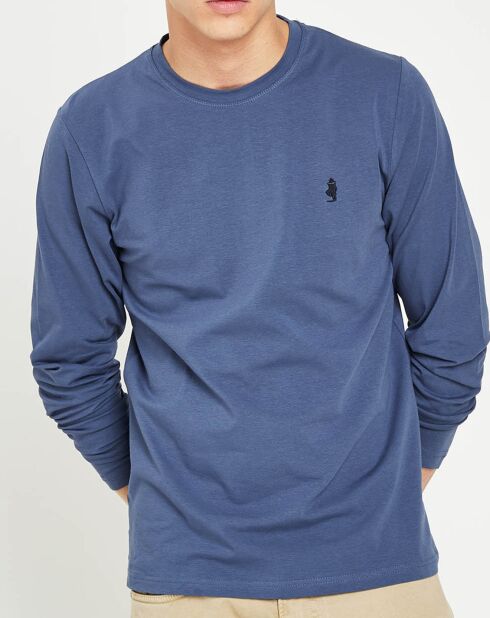 Denimblauw t-shirt met ronde hals