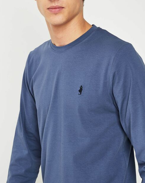 Denimblauw t-shirt met ronde hals