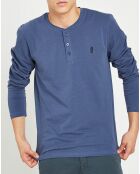 T-Shirt col tunisien bleu denim